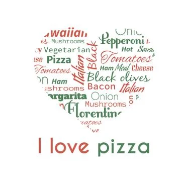 Poster with pizza tags. Stock Illustration
