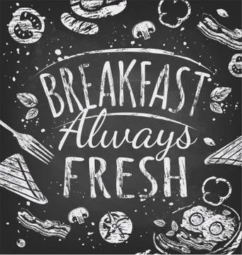 Poster with plates of fried and scrambled eggs on white background Stock Illustration