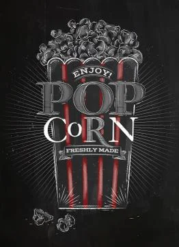 Poster popcorn black Stock Illustration