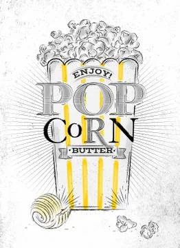 Poster popcorn butter Stock Illustration