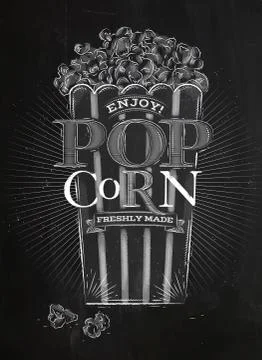 Poster popcorn chalk Stock Illustration