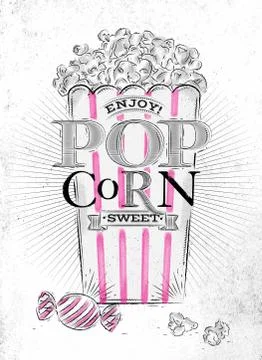 Poster popcorn sweet 스톡 일러스트