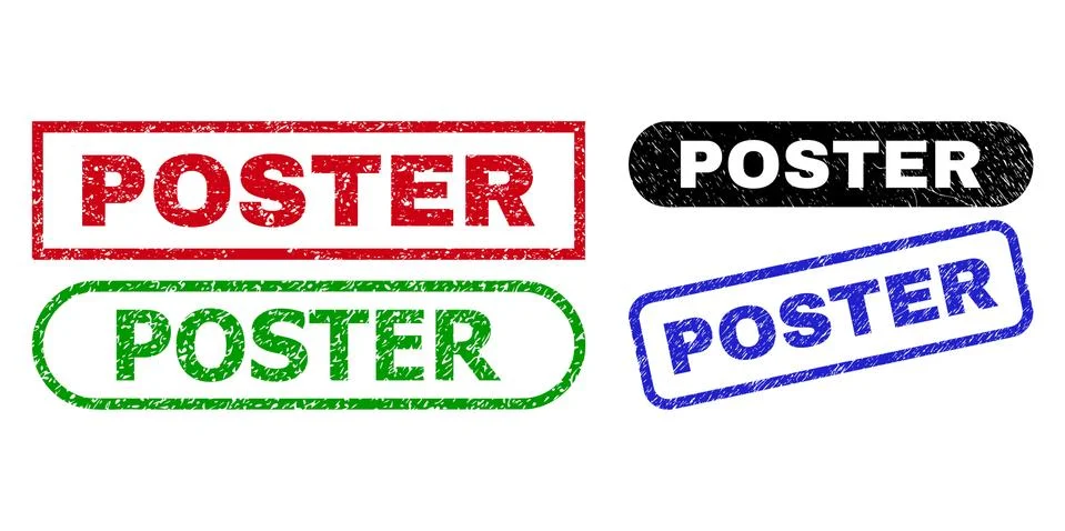 POSTER Rectangle Seals with Unclean Style Stock Illustration