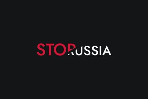 Poster with red and white stylized words Stop russia on the black background Stock Illustration