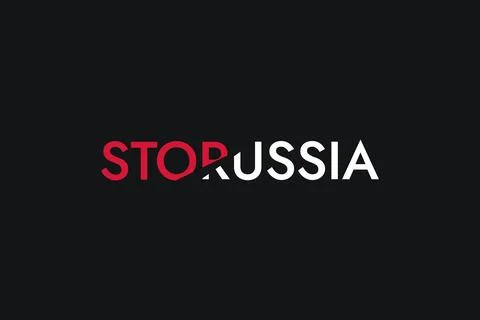 Poster with red and white stylized words Stop russia on the black background Stock Illustration