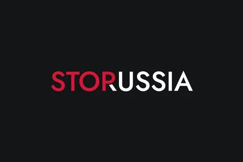 Poster with red and white stylized words Stop russia on the black background Stock Illustration