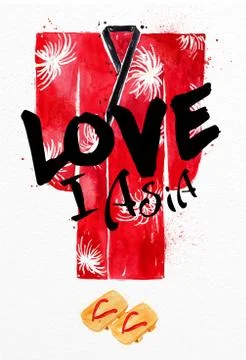 Poster red kimono Stock Illustration