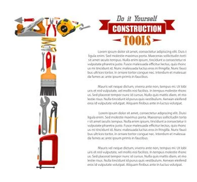 Poster of repair tools and construction items Illustrazione stock