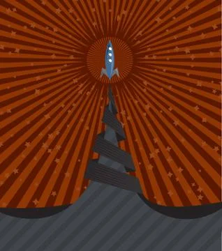 A Poster With a Rocket Stock Illustration
