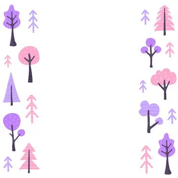 Poster with Scandinavian doodle trees. Stock Illustration