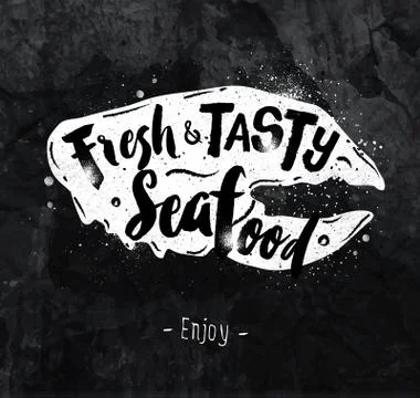 Poster seafood chalk Stock Illustration