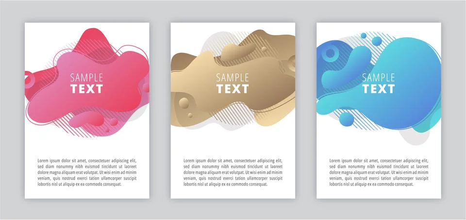 Poster with set of colored abstract modern graphic elements, colorful stains Stock-Illustration