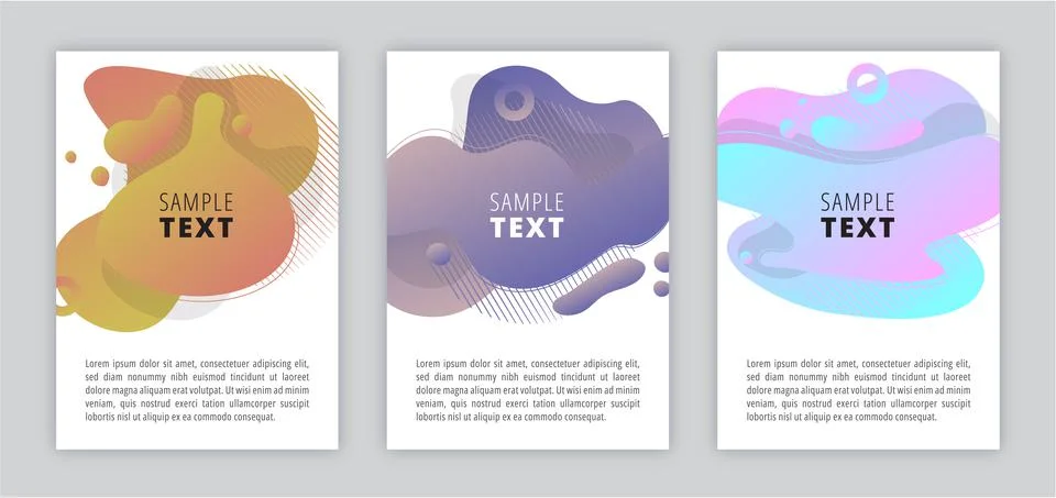 Poster with set of colored abstract modern graphic elements, colorful stains Stock Illustration