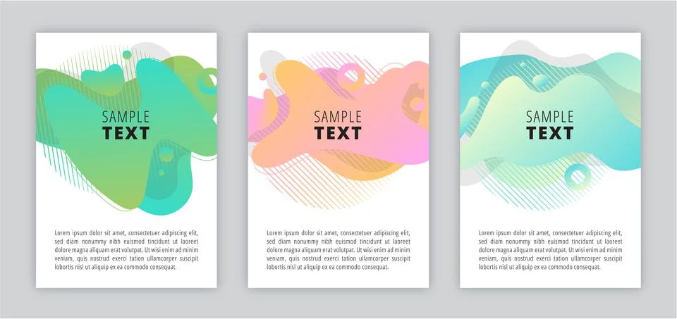 Poster with set of colored abstract modern graphic elements, colorful stains Stock-Illustration