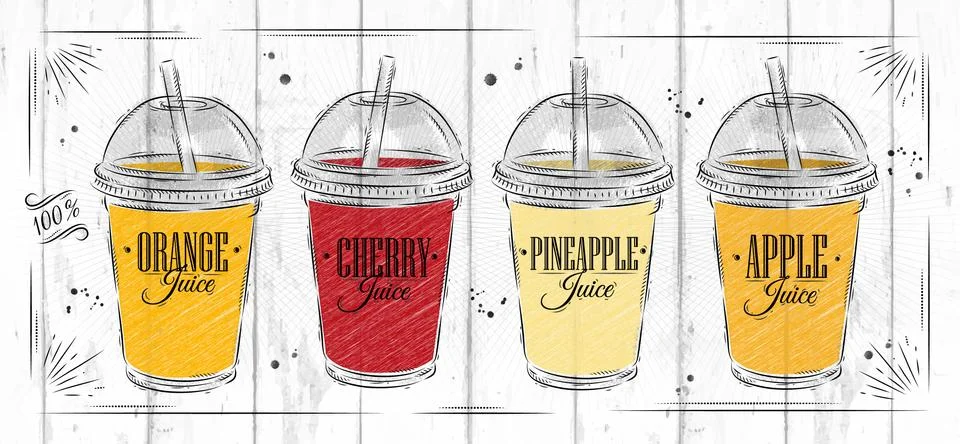 Poster set of juice Stock Illustration