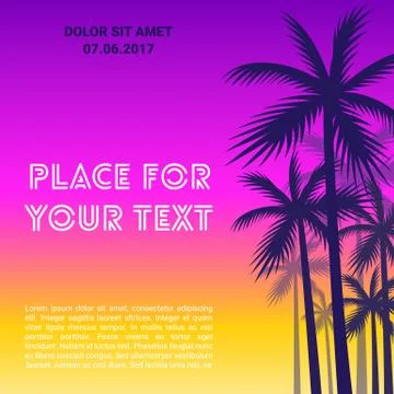 Poster With The Shadows Of Palm Trees. Stock Illustration