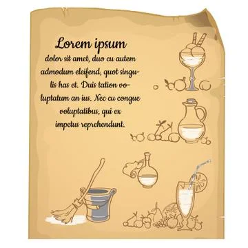A poster on a sheet of old paper with torn edges with space for your text. The Stock Illustration