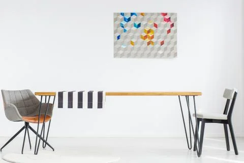 Poster in simple dining room Stock-Fotos