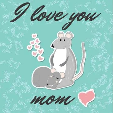 Poster with a small ?ute mouse and its mother Stock Illustration