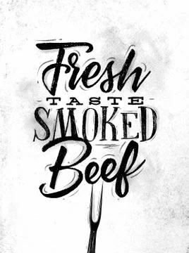 Poster smoked beef Stock Illustration
