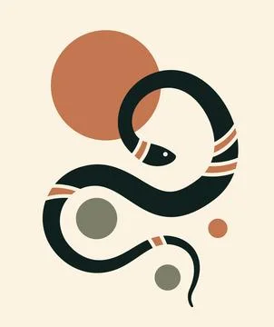 Poster with snake in minimalism 스톡 일러스트