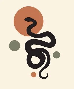 Poster with snake in minimalism Stockillustratie