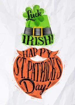 Poster St Patrick hat beard Stock Illustration