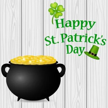 Poster St. Patrick hat with clover and cylinder Stock Illustration