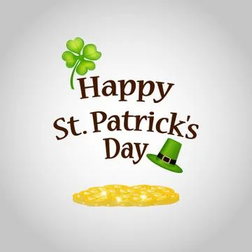 Poster St. Patrick hat with clover and cylinder Stock Illustration