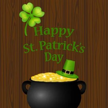 Poster St. Patrick hat with clover and cylinder Stock Illustration