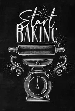 Poster start baking chalk Stock Illustration