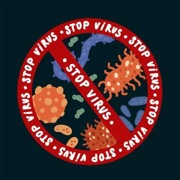 Poster Stop virus and bacteria. Icon bacteria, viruses are banned. Coronavirus Stock Illustration
