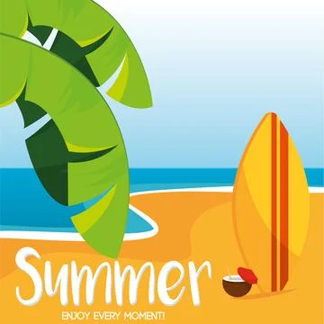 Poster Summer sun surf vector illustration Stock Illustration