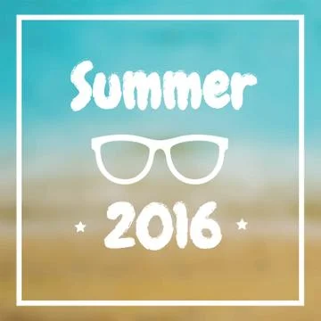 Poster summer time decorated on the background of the beach and sea. Vector Stock Illustration