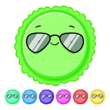 Poster sun character cartoon vector graphic Stock Illustration