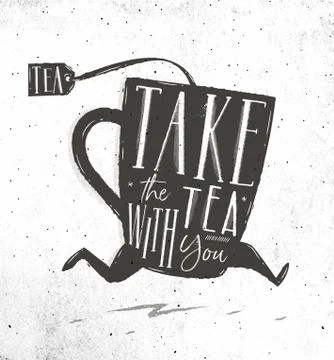 Poster take tea with you Illustrazione stock