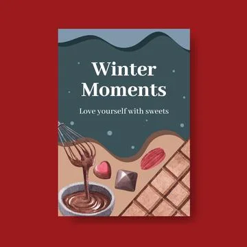 Poster template with chocolate winter concept design for brochure  and advert Stock Illustration