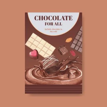 Poster template with chocolate winter concept design for brochure  and advert Stock Illustration
