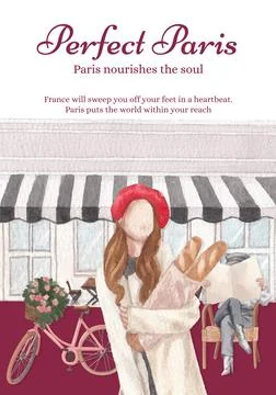 Poster template with Eifel in Paris lover concept,watercolor style Stock Illustration