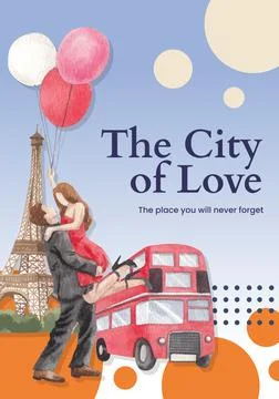 Poster template with Eifel in Paris lover concept,watercolor style Stock Illustration