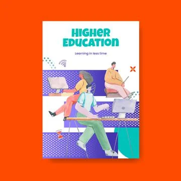 Poster template with online learning concept design for advertise and brochur イラスト素材