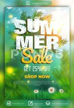 Poster template shopping summer sale PSD Template