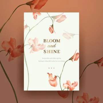 Poster template with spring bright concept design watercolor illustration Stock Illustration