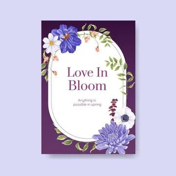 Poster template with spring bright concept design watercolor illustration Stock Illustration