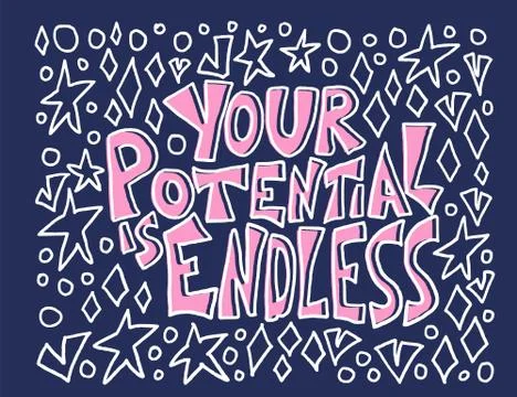 Poster template with stylized text and design elements. Your potential is end Stock Illustration