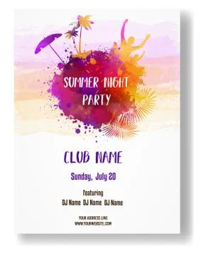 Poster template for summer party Stock Illustration