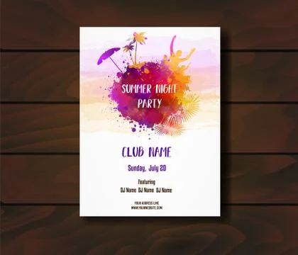 Poster template for summer party Stock Illustration