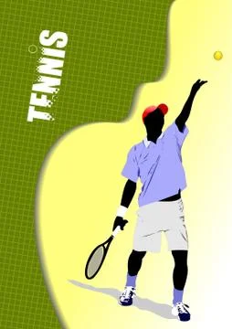 Poster tennis player. Colored Vector illustration for designers Stock Illustration