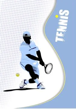 Poster tennis player. Colored Vector illustration for designers Stock Illustration