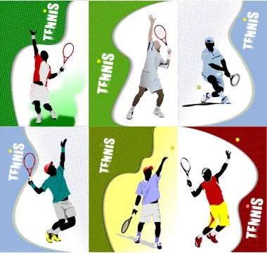 Poster tennis player. Colored Vector illustration for designers Ilustração Stock